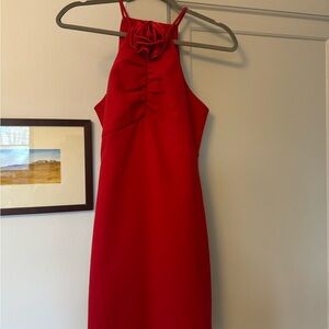 Likely Red Halter Dress with Rose